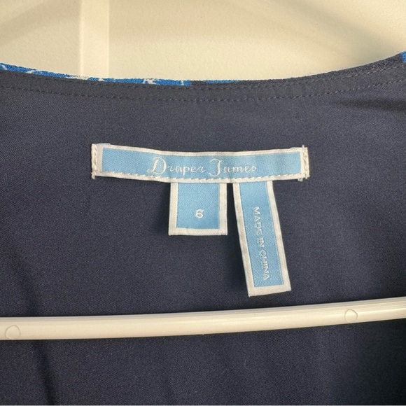 Draper James Wrap Dress Geranium Floral Navy Blue Size 6 - Picture 11 of 12